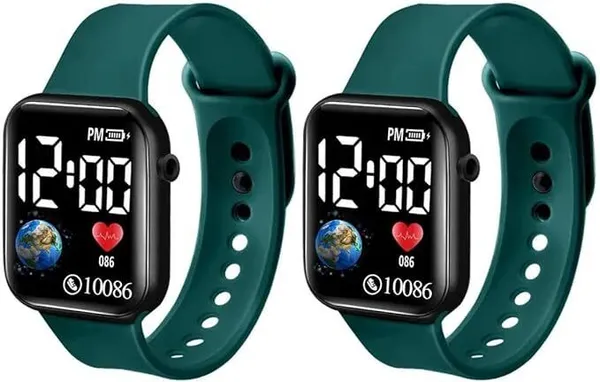 ZYVRA_Green_Faux_Leather_Digital_Watch_For_Unisex