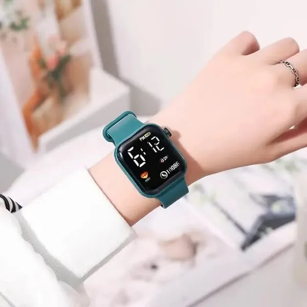 ZYVRA_Green_Faux_Leather_Digital_Watch_For_Unisex