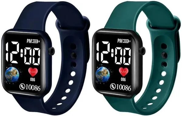 ZYVRA_Blue,_Green_Faux_Leather_Digital_Watch_For_Unisex