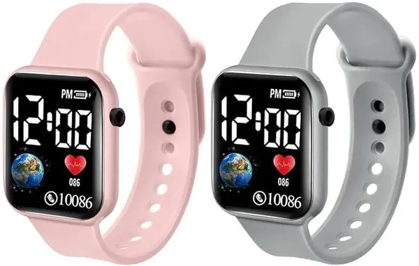 ZYVRA_Pink,_Grey_Faux_Leather_Digital_Watch_For_Unisex