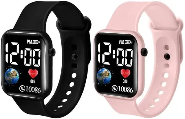 ZYVRA_Black,_Pink_Faux_Leather_Digital_Watch_For_Unisex