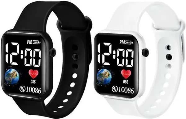 ZYVRA_Black,_White_Faux_Leather_Digital_Watch_For_Unisex