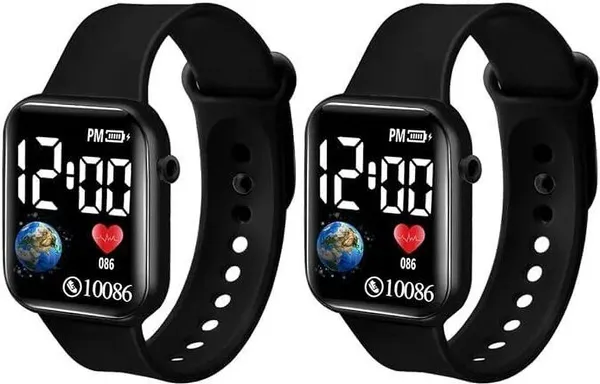 ZYVRA_Black_Faux_Leather_Digital_Watch_For_Unisex