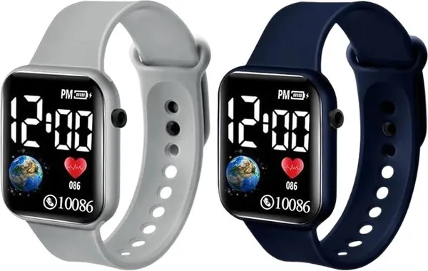 ZYVRA_Grey,_Black_Faux_Leather_Digital_Watch_For_Unisex