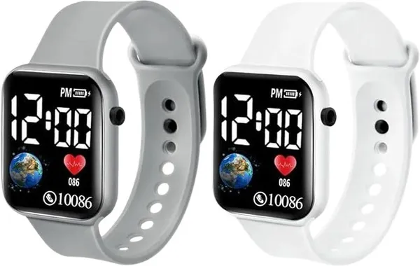 ZYVRA_Grey,_White_Faux_Leather_Digital_Watch_For_Unisex