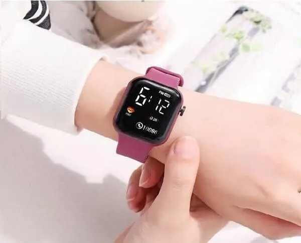 ZYVRA_White,_Maroon_Faux_Leather_Digital_Watch_For_Unisex