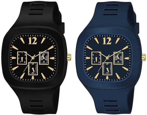 ZYVRA_Black,_Blue_Faux_Leather_Analog_Watch_For_Unisex