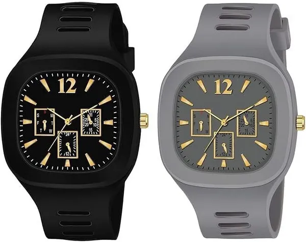 ZYVRA_Black,_Grey_Faux_Leather_Analog_Watch_For_Unisex