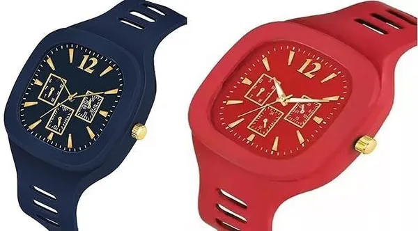 ZYVRA_Blue,_Red_Faux_Leather_Analog_Watch_For_Unisex