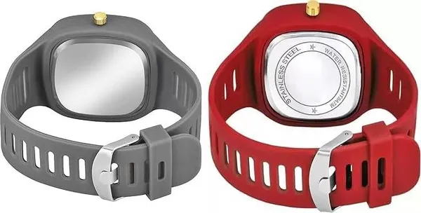 ZYVRA_Grey,_Red_Faux_Leather_Analog_Watch_For_Unisex