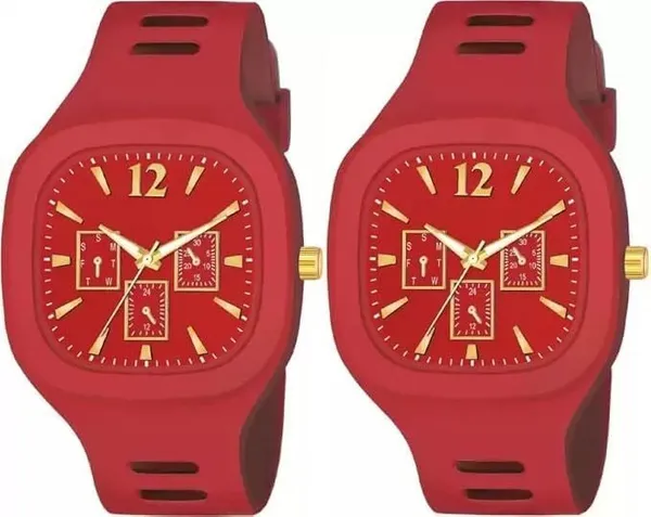ZYVRA_Red_Faux_Leather_Analog_Watch_For_Unisex