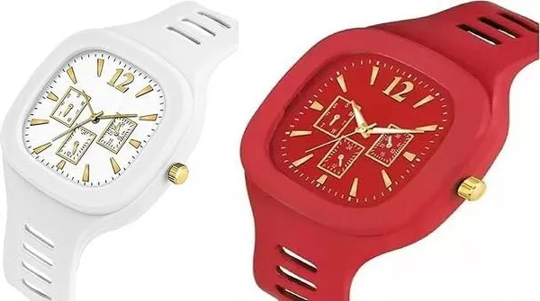 ZYVRA_Red,_White_Faux_Leather_Analog_Watch_For_Unisex