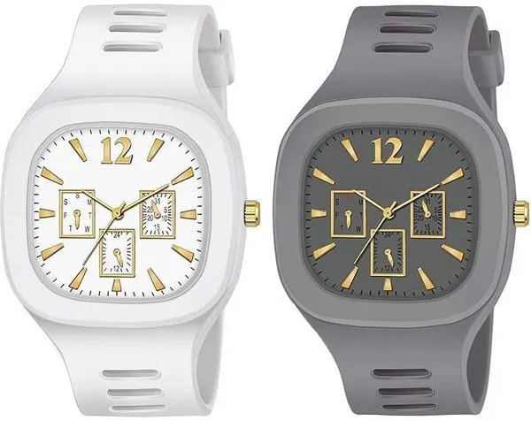 ZYVRA_White_&_Grey_Faux_Leather_Analog_Watch_For_Unisex