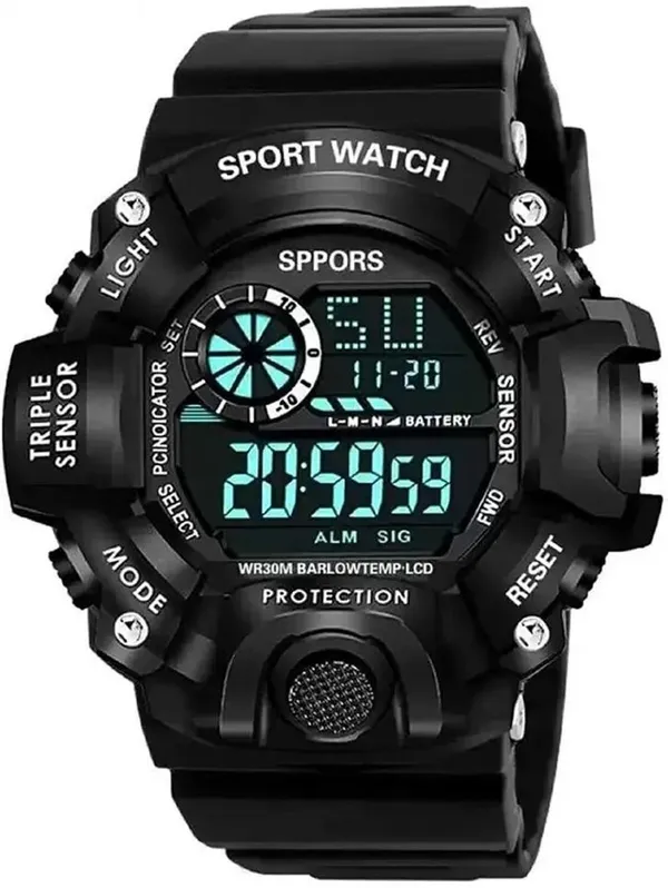ZYVRA_Black_Faux_Leather_Digital_Watch_For_Unisex