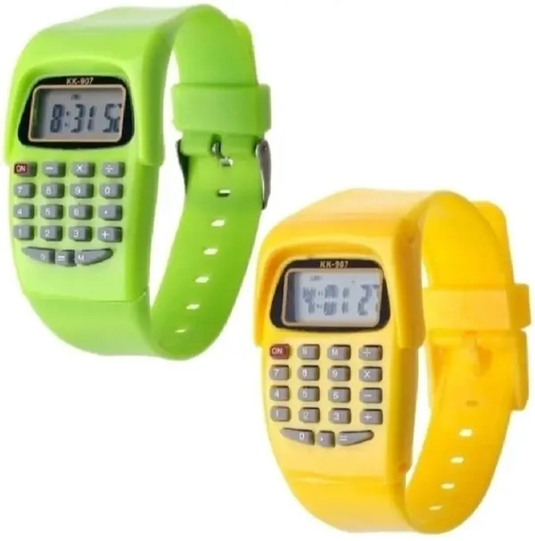 ZYVRA_Yellow,_Green_Faux_Leather_Digital_Watch_For_Unisex