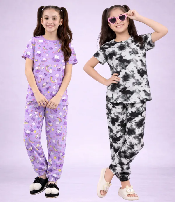 Cotton_Printed_Short_Sleeve_Pajama_Set_For_Girls
