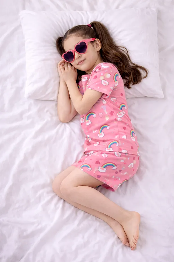 Pink_Cotton_Printed_T-Shirt_&_Shorts_Set_For_Girls