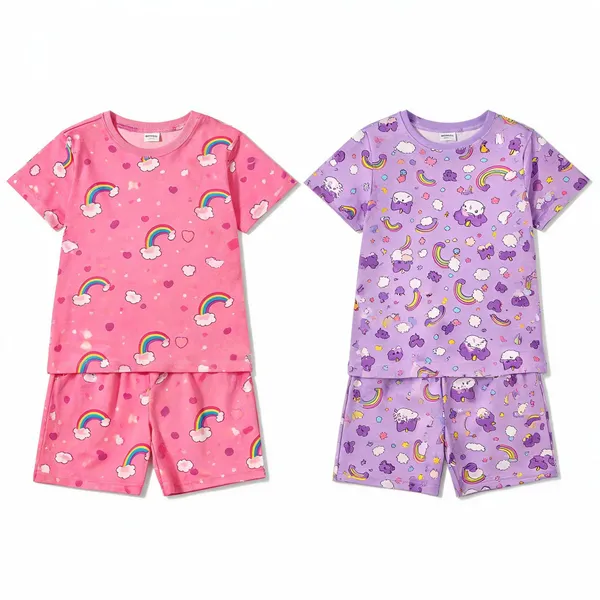 Cotton_Printed_Short_Sleeve_Sleepwear_T-Shirt_&_Shorts_Set_For_Girls