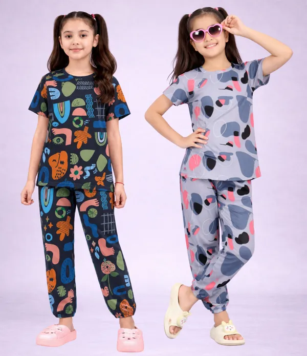 Multicolor_Cotton_Printed_Pajama_Set_For_Girls