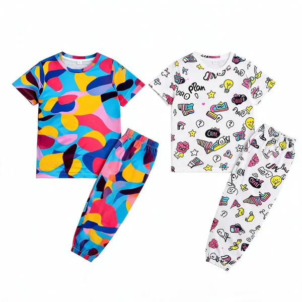 Multicolor_Cotton_Printed_Sleepwear_Pajama_Set_For_Girls