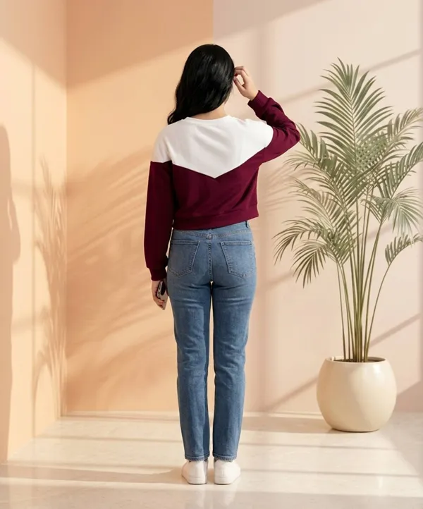 Maroon_White_Cotton_Colorblock_Cropped_Sweatshirt_For_Women