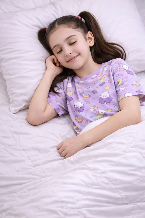Purple_Cotton_Short_Sleeve_Printed_Pajama_Set_For_Girls