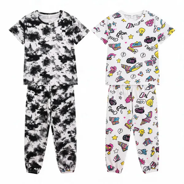 Multicolor_Cotton_Printed_Pajama_Set_For_Girls