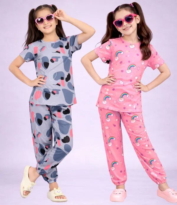 Multicolor_Cotton_Printed_Pajama_Set_For_Girls