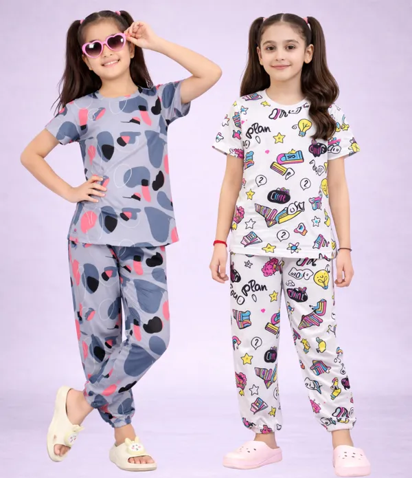 Multicolor_Cotton_Printed_Pajama_Set_For_Girls