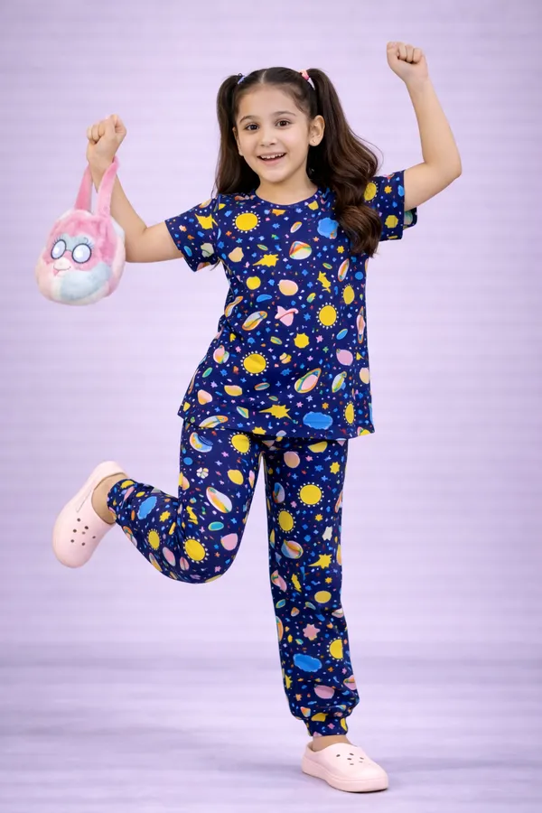 Navy_Cotton_Printed_Pajama_Set_For_Girls