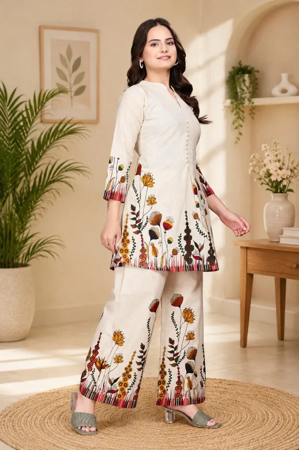 Cream_Cotton_Printed_Kurta_Palazzo_Set_For_Women