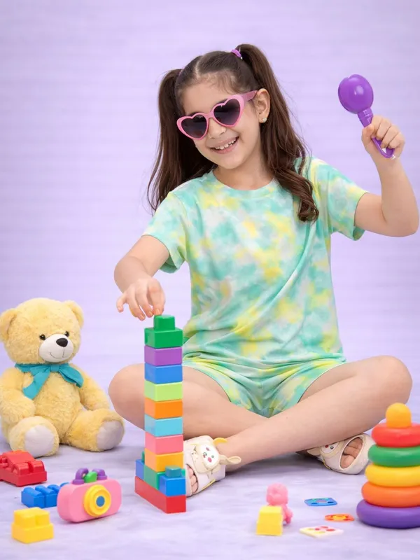 Multicolour_Tie_Dye_T-Shirt_Shorts_Set_for_Girls