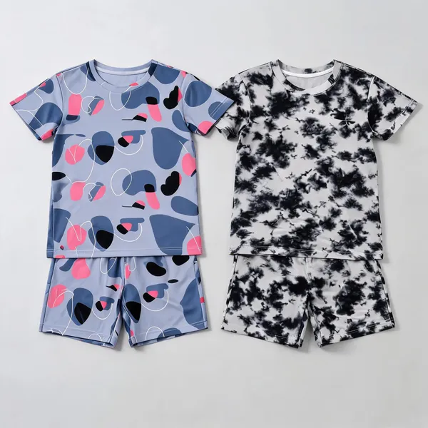 Multicolor_Cotton_Regular_Fit_T-Shirt_&_Shorts_Set_For_Girls