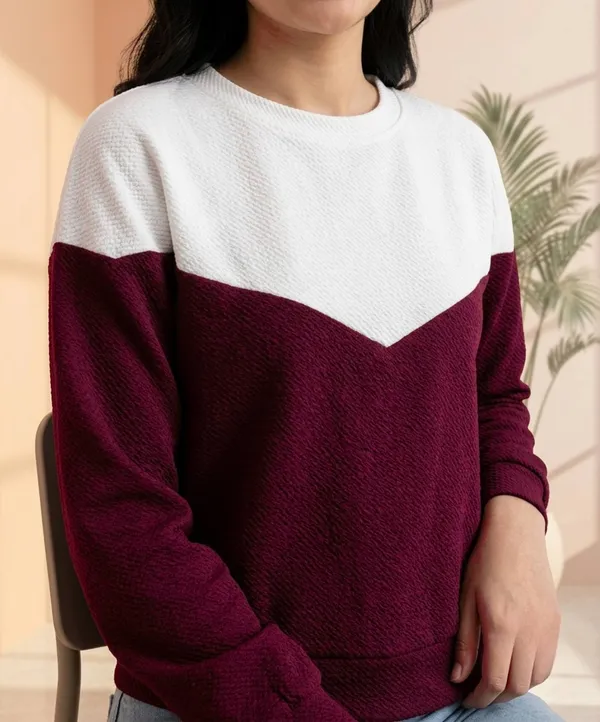 Maroon_White_Cotton_Colorblock_Cropped_Sweatshirt_For_Women