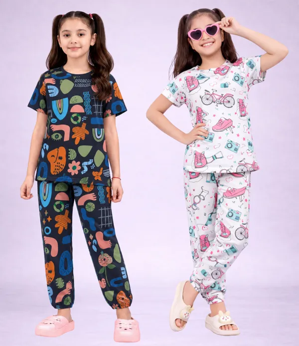 Multicolor_Cotton_Printed_Pajama_Set_For_Girls