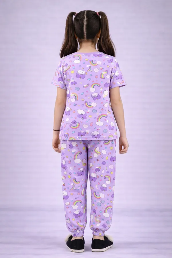 Purple_Cotton_Short_Sleeve_Printed_Pajama_Set_For_Girls