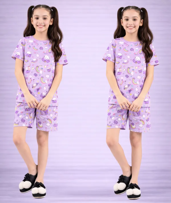 Purple_Cotton_Relaxed_Fit_Printed_T-Shirt_&_Shorts_Set_For_Girls