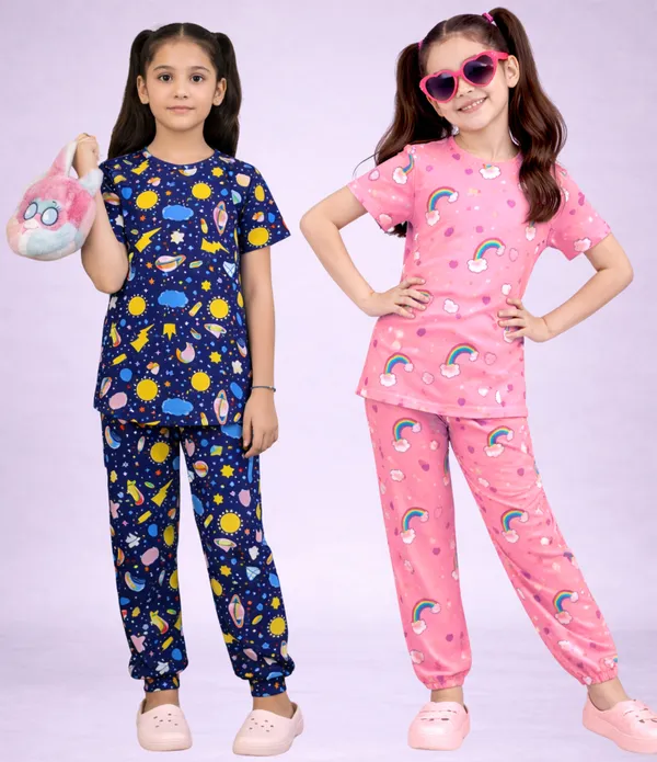 Multicolor_Cotton_Printed_Pajama_Set_For_Girls