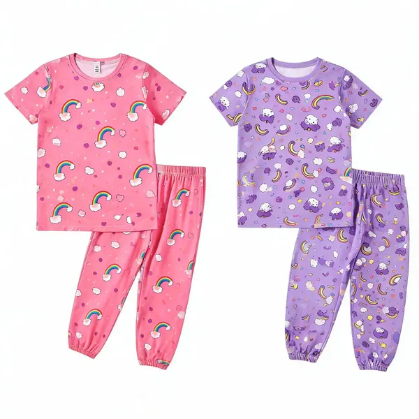 Pink_Purple_Cotton_Printed_Pajama_Set_For_Girls