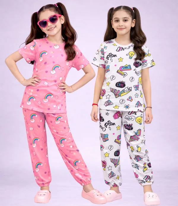 Pink_White_Cotton_Printed_Regular_Fit_Pajama_Set_For_Girls