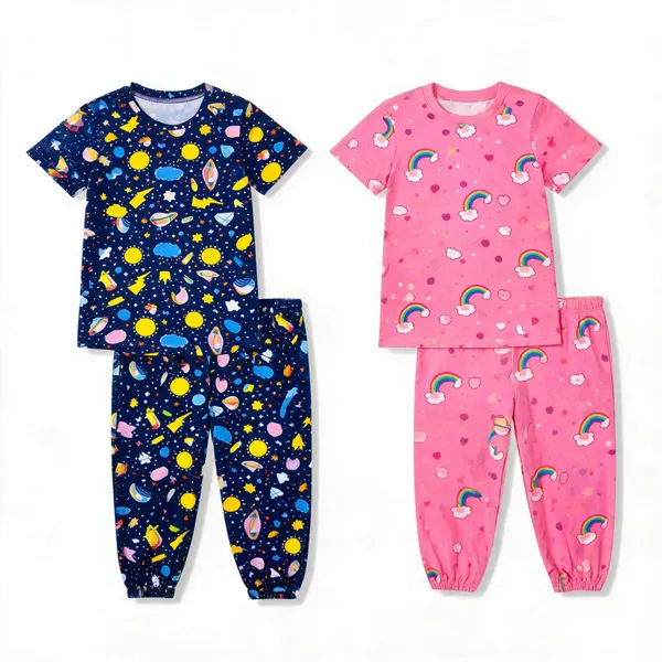 Multicolor_Cotton_Printed_Pajama_Set_For_Girls