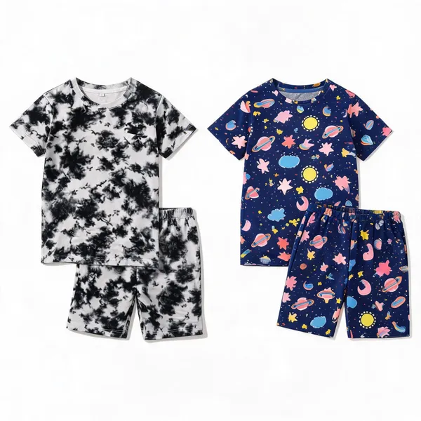Cotton_Printed_Short_Sleeve_T-Shirt_&_Shorts_Set_For_Girls
