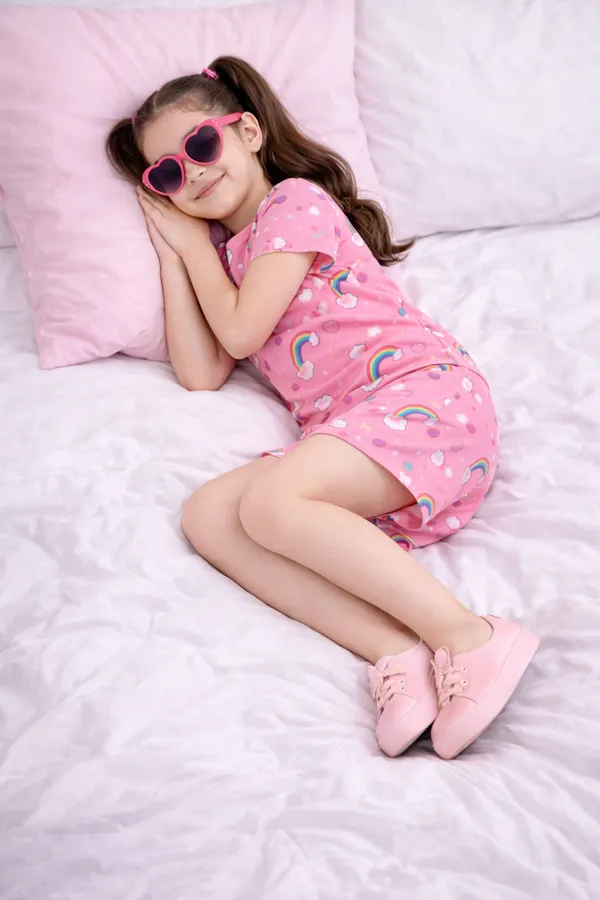 Pink_Cotton_Printed_T-Shirt_&_Shorts_Set_For_Girls