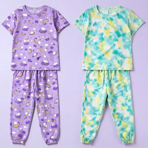 Cotton_Printed_Short_Sleeve_Pajama_Set_For_Girls