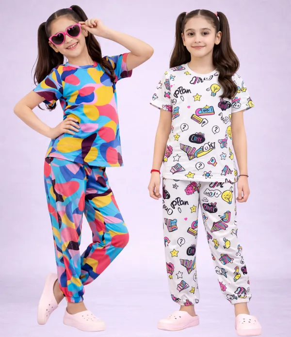 Multicolor_Cotton_Printed_Sleepwear_Pajama_Set_For_Girls