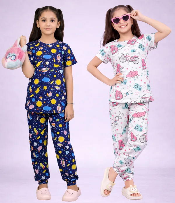 Multicolor_Cotton_Printed_Pajama_Set_For_Girls