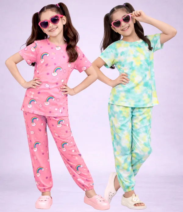 Cotton_Printed_Short_Sleeve_Pajama_Set_For_Girls