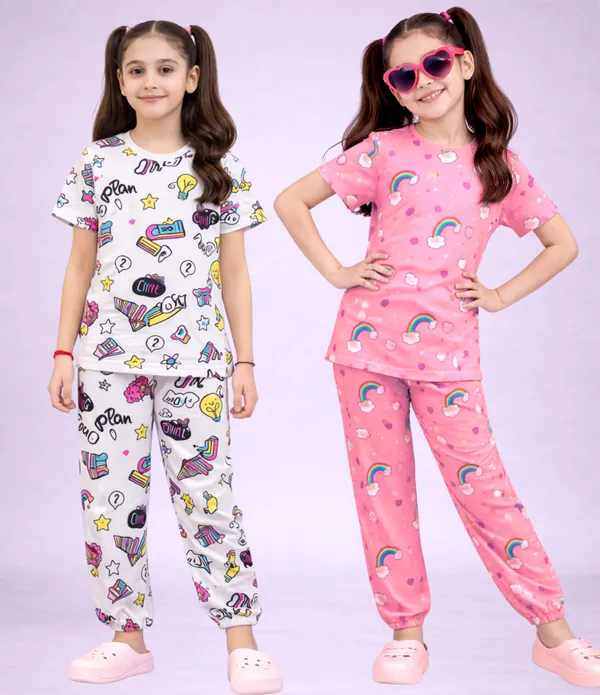 Multicolor_Cotton_Printed_Pajama_Set_For_Girls