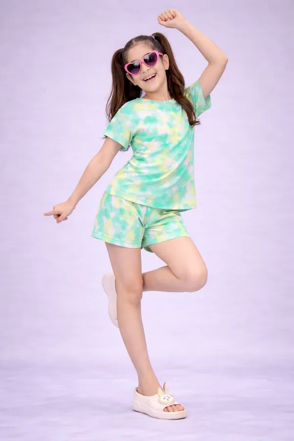 Multicolour_Tie_Dye_T-Shirt_Shorts_Set_for_Girls