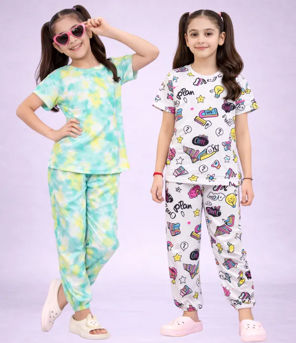 Multicolor_Cotton_Printed_Pajama_Set_For_Girls
